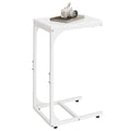 WLIVE C Shaped End Table, Small Couch Side Tables with Metal Frame, Sofa Table TV Tray for Living Room, Bedroom, White - color: White