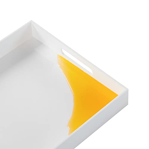 Acrylic Tray with Embedded Handle, 10x15 Inch, White - color: White, size: 15" x 10" x 2"