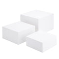 Clisela 3pcs Acrylic Cube Display Stands Box Risers with Hollow Bottoms, Food Risers for Buffet Table, Decorative Display Stand Shelf for Dessert Collectibles Jewelry Figures Show - White 6" 7" 8" - size: (6,7,8)"- White