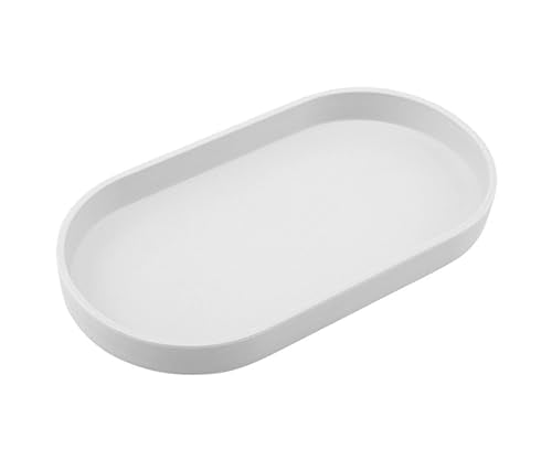 White Small Tray (10 inch), Oval Tray for Bathtub Bathroom Vanity Items, Countertop Organizer, Coffee Accessory, Soap, Perfume. - color: White, size: 10.2" x 5.5" x 1.1"
