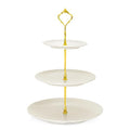 Lucky Will Beige Tiered Dessert Serving Tray for Kid's Party Supplies Favors 3 Tier Cupcake Cake Stand for Birthday Tea Afternoon Halloween Christmas Candy Bar - color: Beige