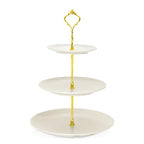 Lucky Will Beige Tiered Dessert Serving Tray for Kid's Party Supplies Favors 3 Tier Cupcake Cake Stand for Birthday Tea Afternoon Halloween Christmas Candy Bar - color: Beige