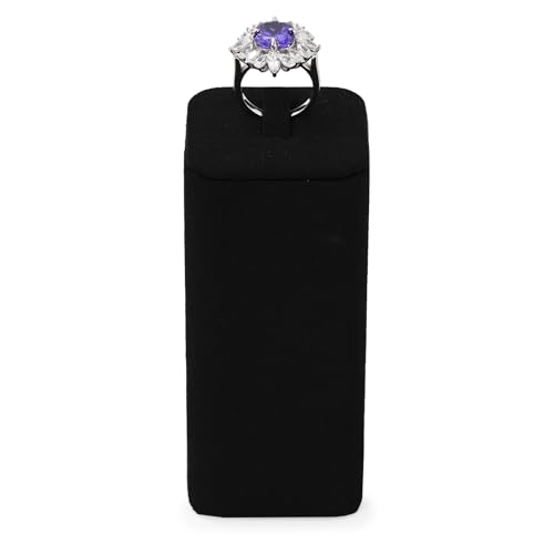 Microfiber Jewelry Ring Display Stand Rings Display Organizer Stand (Black, High) - size: 1.77" x 1.77" x 3.94"