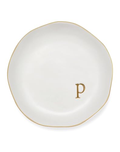 Personalized Ceramic Ring Dish - Monogrammed Jewelry Tray, Handcrafted Room Decor Engagement Wedding Present - Mothers Day Valentines Christmas Birthday Gift Women, Engraved Initial p - style: p