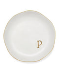 Personalized Ceramic Ring Dish - Monogrammed Jewelry Tray, Handcrafted Room Decor Engagement Wedding Present - Mothers Day Valentines Christmas Birthday Gift Women, Engraved Initial p - style: p