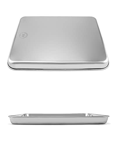 QWORKStainless Steel Utility Tray, Multipurpose Metal Storage Tray for Lab Instruments, Tattoo Supplies, 12 3/16 x 9 7/16 x 1 5/16, 4 Pack - color: 4 Pack, size: 12 3/16" x 9 7/16" x 1"