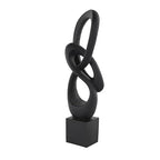 Deco 79 Polystone Abstract Decorative Sculpture Intertwined Loop Home Decor Statue with Block Base, Accent Figurine 6" x 4" x 20", Black - size: 6" x 4" x 20"