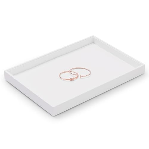 Oirlv Premium White Leather Stackable Jewelry Tray Flat Jewelry Organizer Tray for Jewelry Accessory Trade showcase - color: White, size: Flat Tray