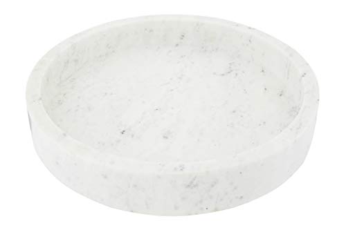 Creative Co-Op Minimalist Round Carved Marble Tray or Charcuterie Board, White, 12" - size: 12"