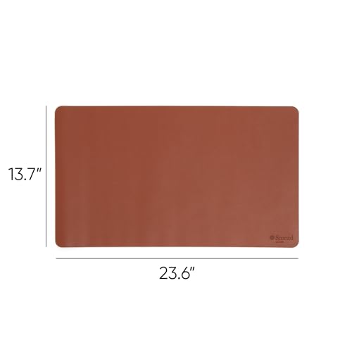 Smead Desk Pad, Vegan Leather Desk Mat with Non-Slip Faux Suede Backing, Perfect Desk Organizer for Office Decor, 23.6” x 13.7” Small, Saddle (64837) - color: Brown, size: 13.7" x 23.6"
