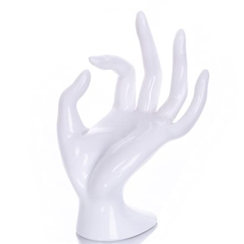 HOMEGOAL Hand Jewelry Holder, Bracelet Ring Watch Jewelry Display Holder Stand, Mannequin Hand, Polyresin, 7 Inch (White) - color: White