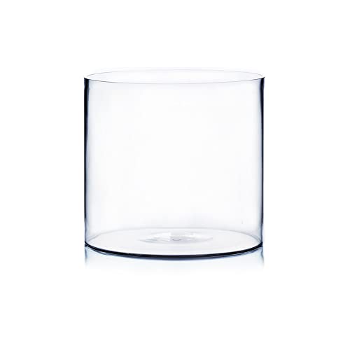 WGV Cylinder Vase, Width 10", Height 10", Clear Wide Large Diameter Flower Glassware, Floral Container, Planter Terrarium for Wedding Party Event, Home Accent Decor, 1 Piece - size: 10"x10"H