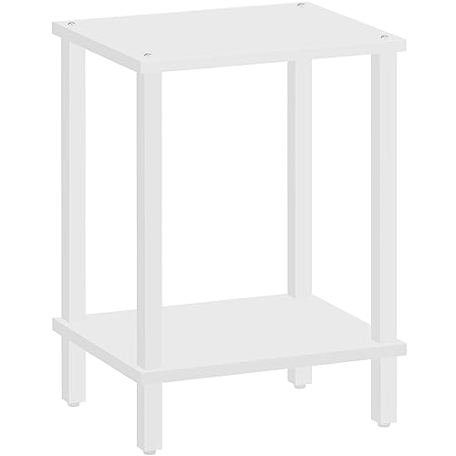 TUTOTAK End Table, Side Table, Nightstand, 2-Tier Storage Shelf, Sofa Side Table for Small Space, Living Room, Bed Room TB01BW034 - color: White