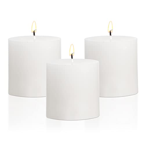 3×3 White Pillar Candles Set of 3 Unscented Handpoured Weddings, Home Decoration, Restaurants, Spa, Church Smokeless Cotton Wick 90 Hour - size: 3×3 white