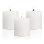 3×3 White Pillar Candles Set of 3 Unscented Handpoured Weddings, Home Decoration, Restaurants, Spa, Church Smokeless Cotton Wick 90 Hour - size: 3×3 white