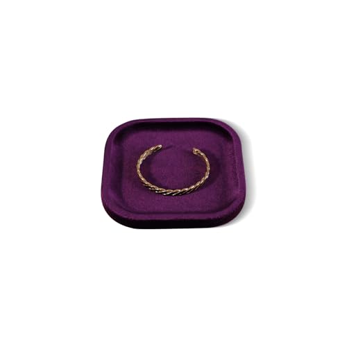 Resilient Velvet Jewelry Display Tray for Ring Earrings Bracelet Necklace, Flat Jewellery Dish for Showcase Store Retail Counter Exhibition Photography Livestream (Purple, Small) - color: Purple, size: Small
