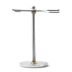 Luxury Razor and Brush Stand, The Admiral by VIKINGS BLADE, Ancient Viking Look with Heavy Distressed Stainless Steel & Brass, Extra Wide Openings, Fits Most Razors and Brushes