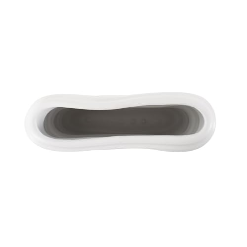 Howard Elliott Collection Hirst White Ceramic Vase with Ripple Texture, Modern Abstract Decorative Flower Vase for Weddings, Floral Arrangements and Home Decor, Small Size, 8 x 8 x 6.5 Inch - size: 6.5"L x 8"W