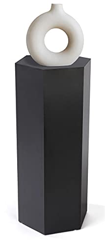 Displays2go Hexagon Riser Pedestal, Laminate, 30-inch Tall - Black (SMHEXPD30BLK) - size: 30”H