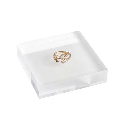 Transparent jewelry risers for selling, Acrylic risers for earring display, clear block ring riser tray for online business Photography【3.15 L x3.15 W x0.79 H inch】 - size: 3.15 L x3.15 W x0.79 H inch