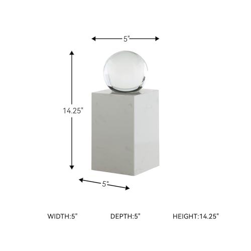 Signature Design by Ashley Sellner Modern 14 in. Crystal and Marble Sculpture, White & Clear - size: 5" W x 5" D x 14.25" H