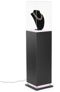 Displays2go Pedestal Display Case with Ambient LED Lighting and Clear Acrylic Top (PEDLEDBK2)
