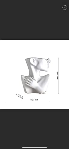 Ceramics Statue Flower Vase Face Pots Bust Head Shaped for Birthday Gifts Home Office Decoration (White) - color: White