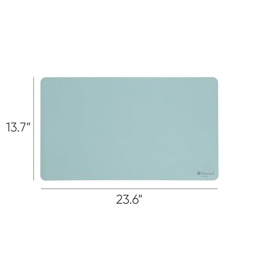 Smead Desk Pad, Vegan Leather Desk Mat with Non-Slip Faux Suede Backing, Perfect Desk Organizer for Office Decor, 23.6” x 13.7” Small, Superior Blue (64840) - color: Blue, size: 13.7" x 23.6"