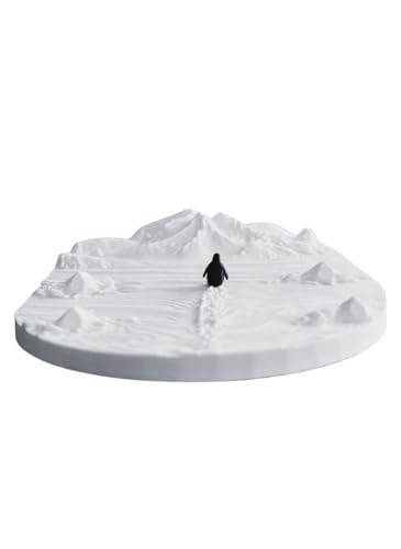 Minimalist Nihilist Penguin Diorama - Arctic Solitude Sculpture - Modern Office Desk Decor & Philosophical Gift