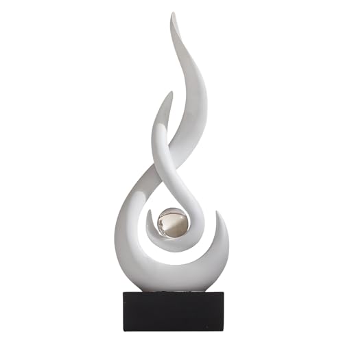Modern Abstract Art Table Decoration,Resin Flame Statue Modern White Centerpiece Ornaments for Living Room Great Gift Idea Home Decor,Collectibles - color: White