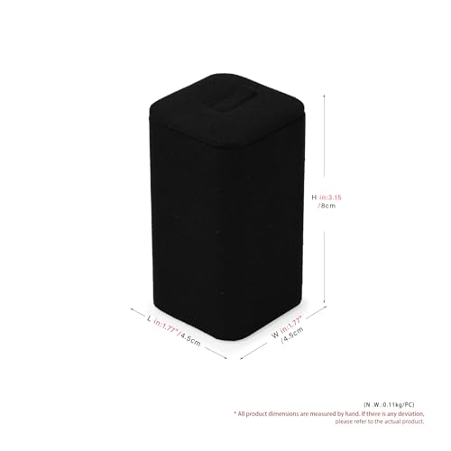 Microfiber Jewelry Ring Display Stand Rings Display Organizer Stand (Black, Medium) - size: 1.77" x 1.77" x 3.15"