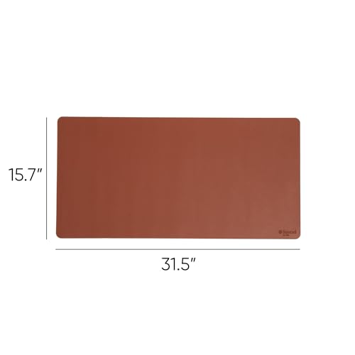 Smead Desk Pad, Vegan Leather Desk Mat with Non-Slip Faux Suede Backing, Perfect Desk Organizer for Office Decor, 31.5” x 15.7” Medium, Saddle (64832) - color: Brown, size: 15.7" x 31.5"