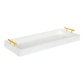 Kate and Laurel Lipton Narrow Decorative Tray with Polished Metal Handles, White and Gold - color: White/Gold