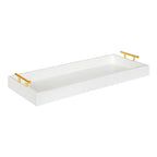 Kate and Laurel Lipton Narrow Decorative Tray with Polished Metal Handles, White and Gold - color: White/Gold