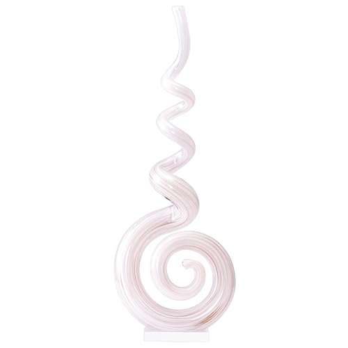 15" Tall Hand-Blown Murano-Style Glass Sculpture Statues Art Ornament Statue Figurines Home Decor Accent Piece Coastal Ocean Nautical Home Decor,Shelf,TV Stand,Tabletop Centerpieces,Wonderful Gift - color: White