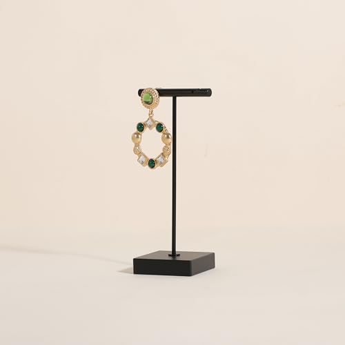 Black earring display stand for selling, Metal earring T bar holder for show, Jewelry earring storage organizer, jewelry photography props (Square base-Black-High) - color: Black, size: High