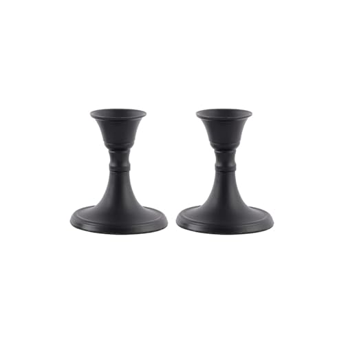 Rely+ Candlestick Holders Set of 2 Mini Stand Dinning Coffee Table Centerpiece Candle Holders Taper Candlesticks Holders Decor Home Easter Candle Holder for Mantel Wedding Party (Black) - color: Black Matte