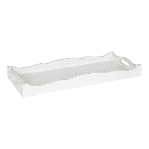 Kate and Laurel Astral Rustic Farmhouse Wood Tray; 10 x 24; White; Decorative Rustic Tray with Distressed Wood and Sophisticated Finish for Farmhouse Decor Scheme