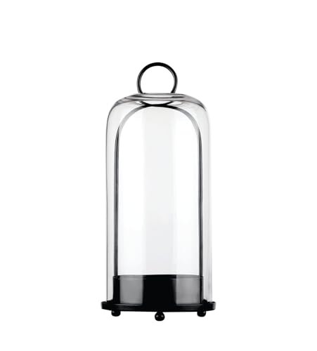 12" High Versatile Modern Metal Hurricane Lantern with Handmade Sturdy Glass Dome in Black for Pillar Candle & Plants, for Living Room, Porch, Mantel Decoration (Black, 5"x12") - color: Black, size: 5"x12"