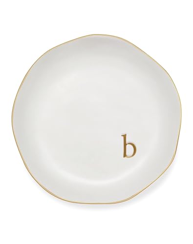 Personalized Ceramic Ring Dish - Monogrammed Jewelry Tray, Handcrafted Room Decor Engagement Wedding Present - Mothers Day Valentines Christmas Birthday Gift Women, Engraved Initial b - style: b