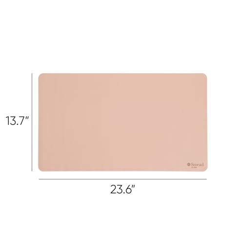Smead Desk Pad, Vegan Leather Desk Mat with Non-Slip Faux Suede Backing, Perfect Desk Organizer for Office Decor, 23.6” x 13.7” Small, Dusty Rose (64839) - color: Pink, size: 13.7" x 23.6"