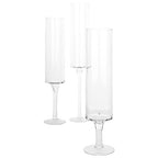 Koyal Wholesale Tall Skinny Floating Candle Holders, Modern Raised Slim Glass Hurricane Pedestal Candles Holder for Weddings, Centerpieces, Home Decor, Parties (Set of 3)