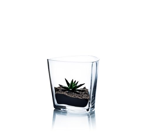 WGVI Clear Glass Tea Light Votive Candle Holder, Width 4", Height 4", Clear Round Triangular Opening, Glass Vase, Floral Container, Small Planter Terrarium, 1 Piece - size: Clear Triangular 4"H