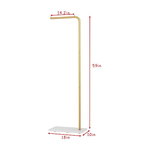 Metal Gold Coat Racks, Standing Coat Rack with Heavy Base, Modern Coat Tree with Crossbar and 3 Hooks, Entryway Coat Racks for Handbags, Clothing.(59inch) - size: 59in-std