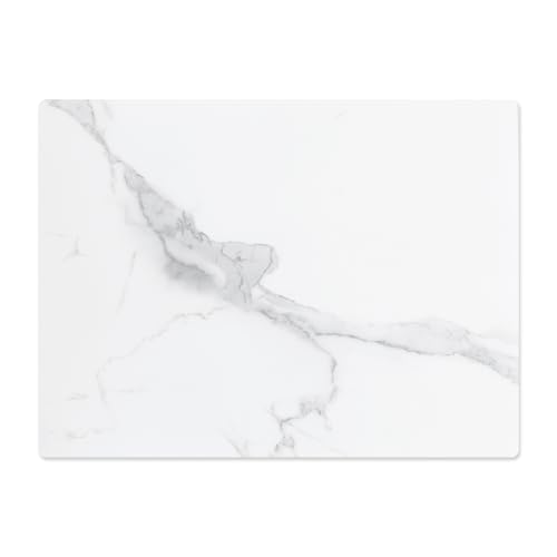 Murrey Home Glass Cutting Board for Kitchen Counter, Tempered Glass Chopping Boards Dishwasher Safe, Small Clear Countertop Tray, Scratch Resistant, Heat Resistant, Non Toxic, White Marble, 16"x12" - color: Textured White Marble, size: 15.7"L x 11.8"W