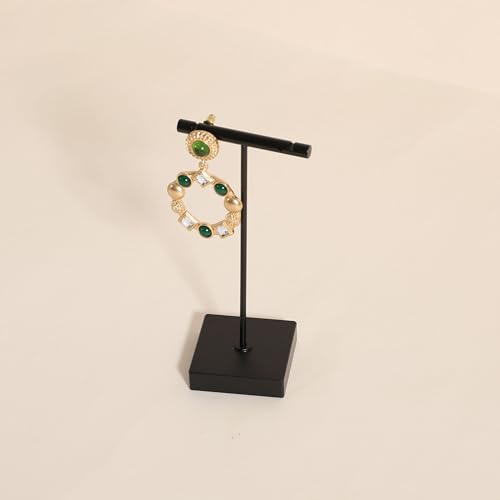 Black earring display stand for selling, Metal earring T bar holder for show, Jewelry earring storage organizer, jewelry photography props (Square base-Black-High) - color: Black, size: High