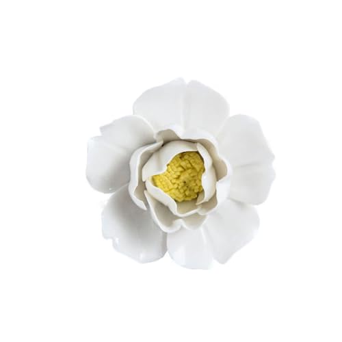 CEUYGT Handmade 3D Ceramic Wall Art Hanging Sculpture White Flower Wall Decor for Living Room Bedroom and Bathroom White Peony 2.75" (Small) - color: White, size: 2.8"L x 2.8"W