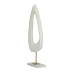 Deco 79 Polystone Abstract Decorative Sculpture Cut-Out Home Decor Statue with Marble Stand, Accent Figurine 7" x 3" x 20", White - size: 7" x 3" x 20"