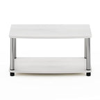Furinno Turn-N-Tube No Tools 2-Tier Elevated TV Stand, Stainless Steel Tubes, White Oak/Chrome - color: White Oak/Chrome, size: 2-Tier