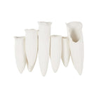 Deco 79 Ceramic Abstract Floral Inspired Vase with Linear Grooves and 10 Openings, 14" x 5" x 11", White - color: White, size: 14" x 5" x 11"